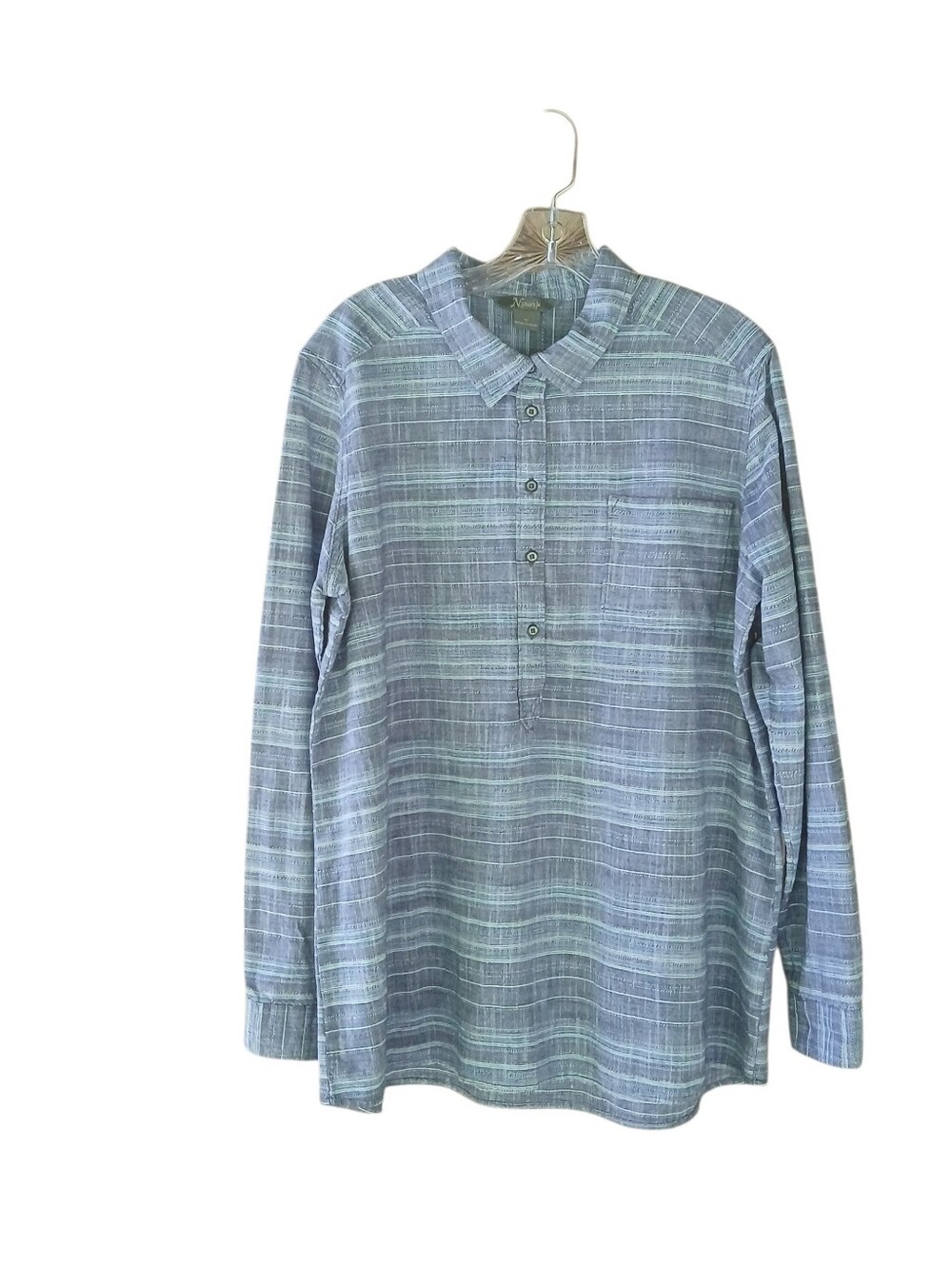 Natural Reflections Chambray Blue Sriped Long Sleeved Tunic XL